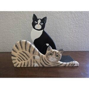 Cats Folk Art Wooden Mail Holder Hand Painted